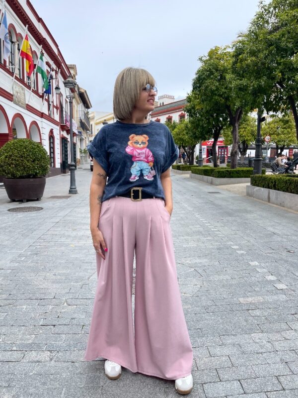 Pantalón palazo pinzas rosa. - Imagen 4
