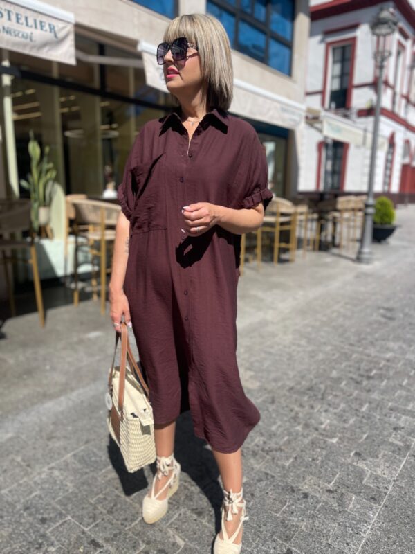 Vestido Easy Mood marrón chocolate. - Imagen 4