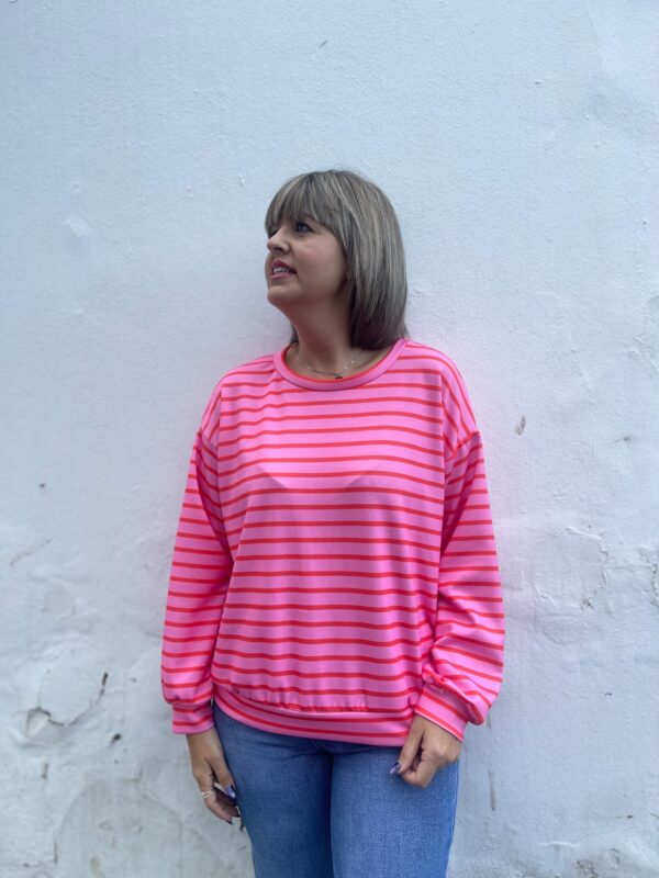 Sudadera rosa rayas. - Imagen 4