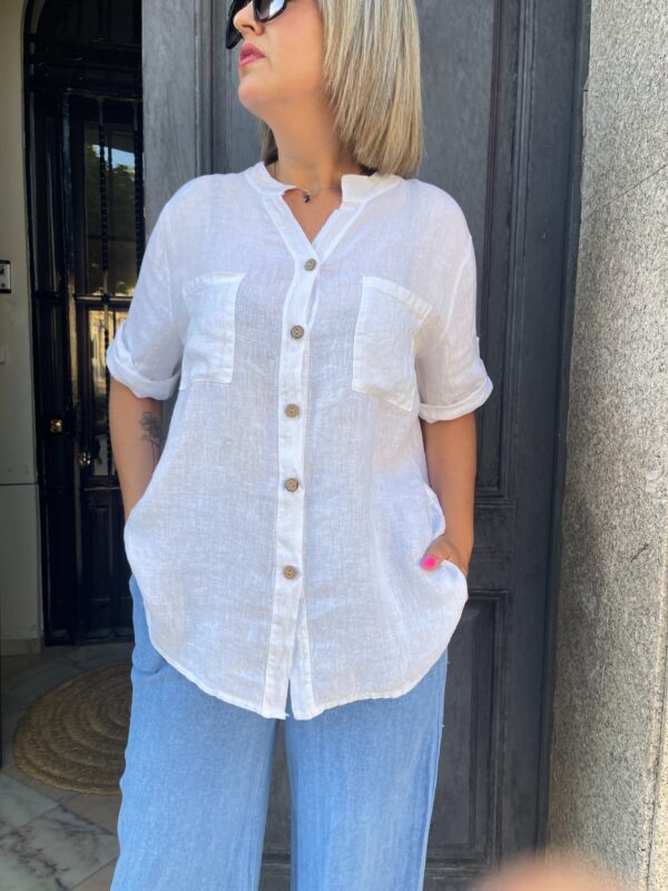Camisa Lino Premium blanca. - Imagen 2