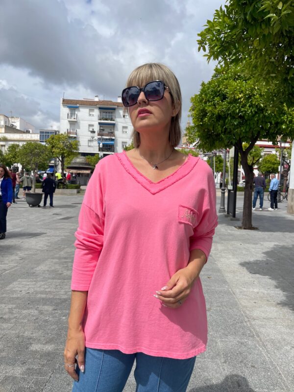 Sudadera bolsillo rosa. - Imagen 3