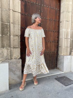 Vestido animal print gold.
