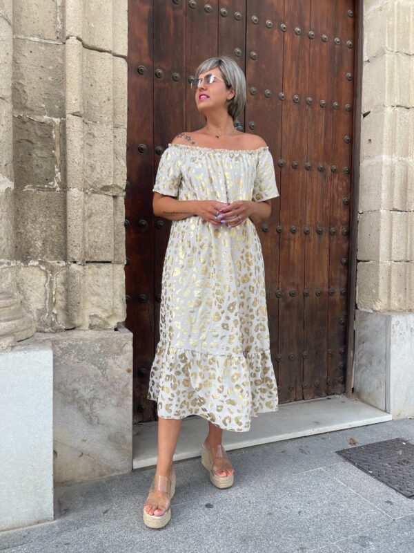 Vestido animal print gold. - Imagen 5