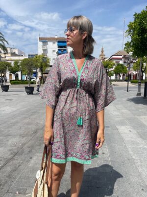 Vestido Beach burdeo-Rosa.