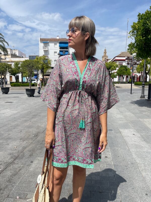 Vestido Beach burdeo-Rosa.