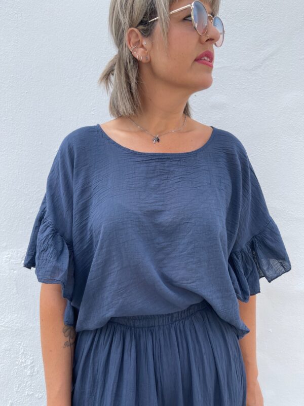 Conjunto Soft pantalón efecto falda azul marino. - Imagen 6