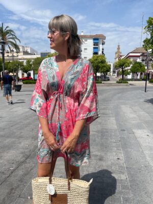 Vestido Beach beige-Rosa.