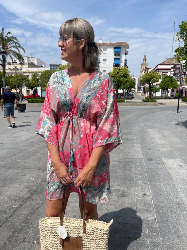 Vestido Beach beige-Rosa.