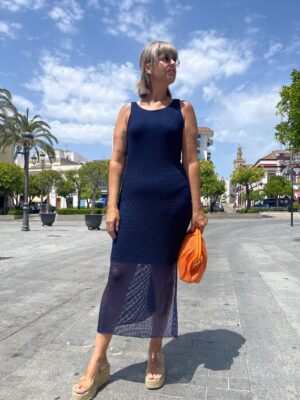 Vestido rejilla azul marino.