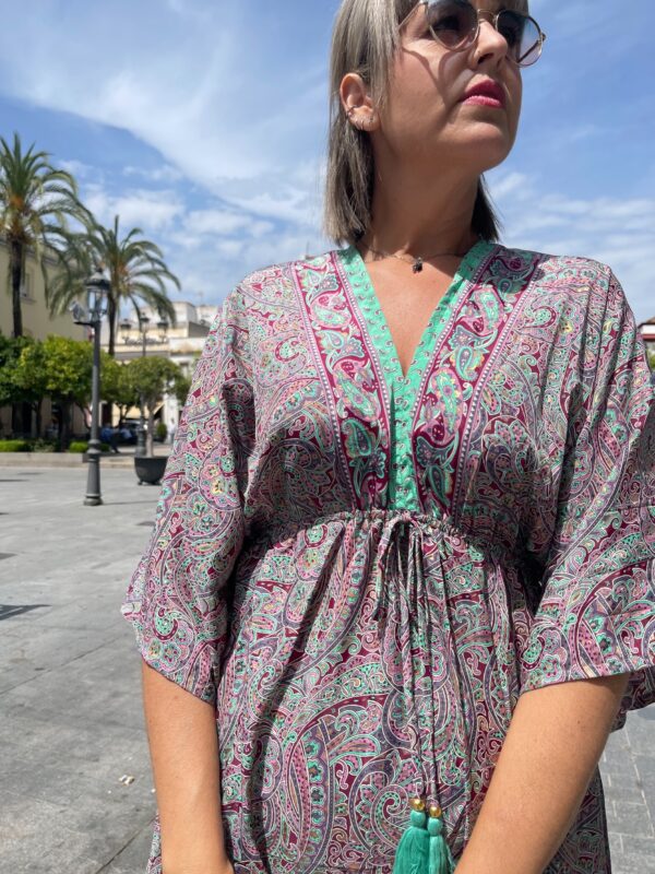Vestido Beach burdeo-Rosa. - Imagen 4