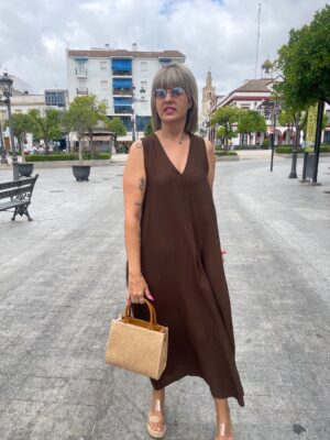 Vestido Lucia marrón chocolate.