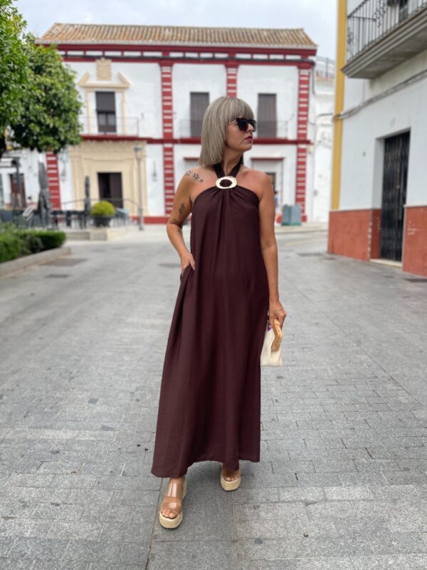 Vestido Silvia marrón chocolate. - Imagen 4