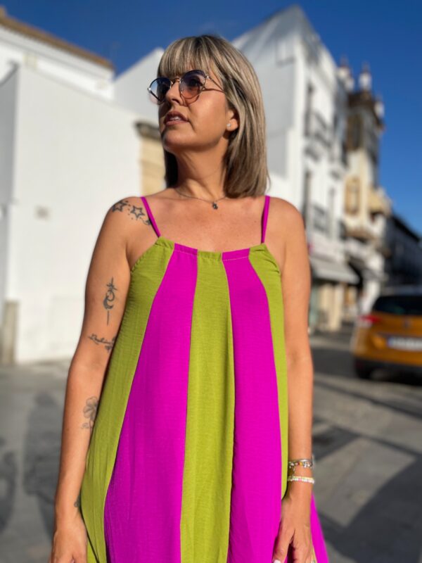Vestido Savannah fucsia pistacho. - Imagen 2