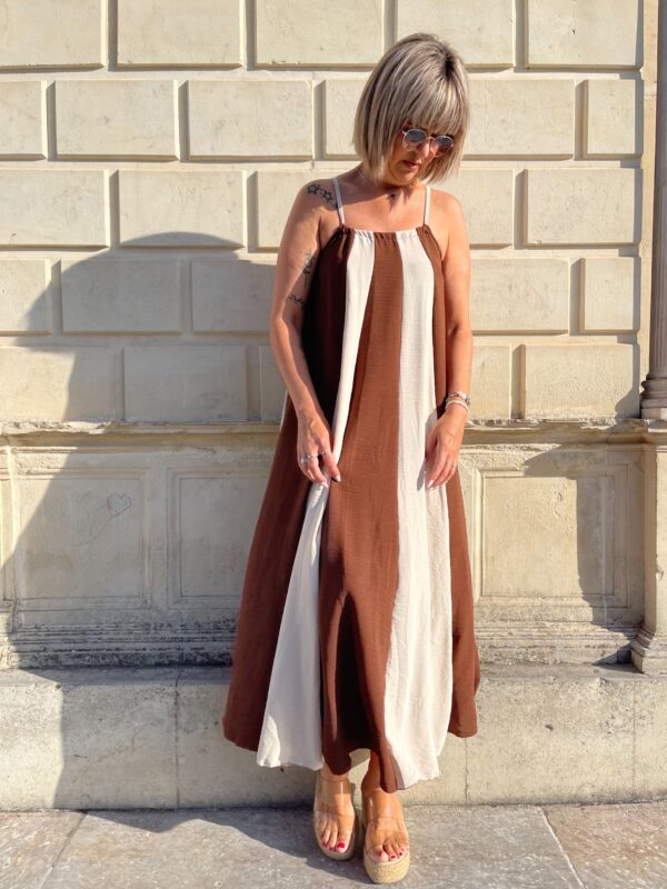 Vestido Savannah beige marrón chocolate. - Imagen 2