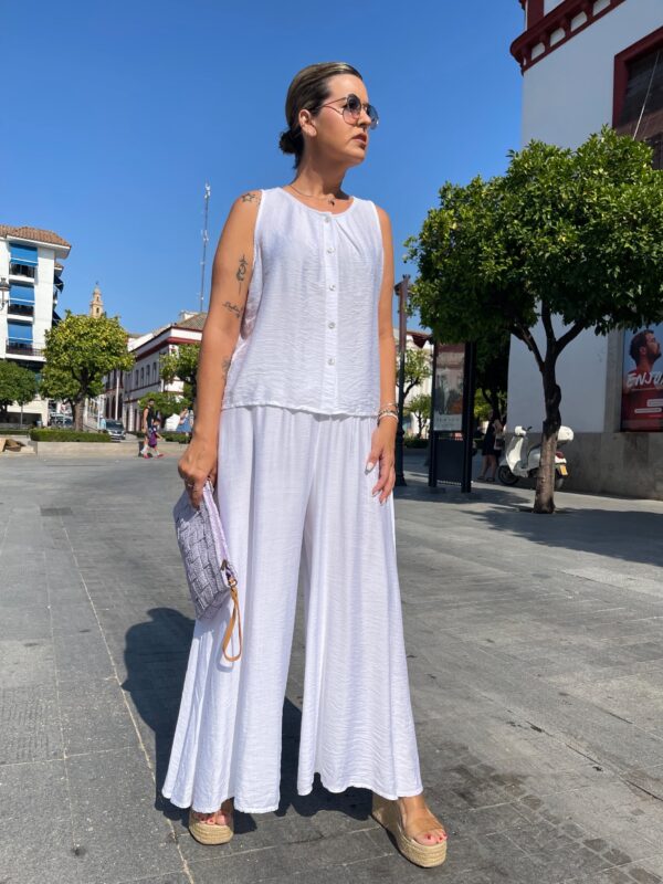 Conjunto Brisa (pantalón efecto falda) blanco. - Imagen 4