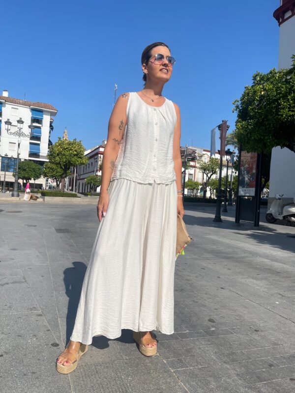 Conjunto Brisa (pantalón efecto falda) beige. - Imagen 4