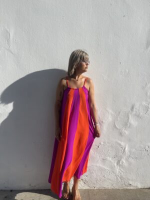 Vestido Savannah fucsia naranja.