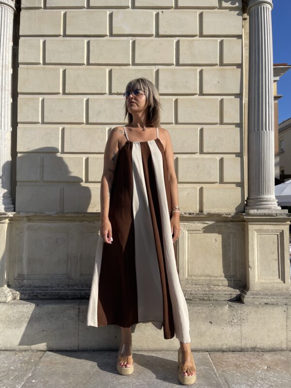 Vestido Savannah beige marrón chocolate. - Imagen 4