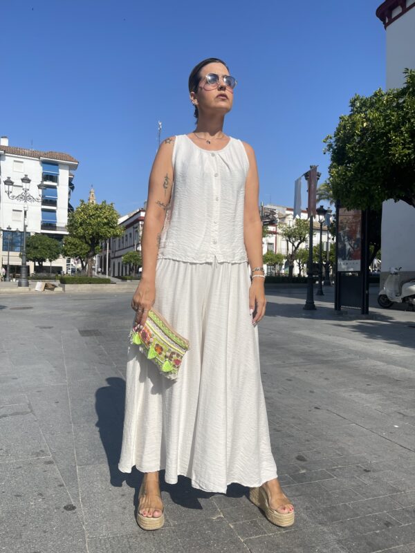 Conjunto Brisa (pantalón efecto falda) beige. - Imagen 5