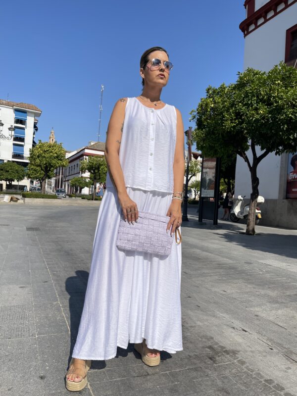 Conjunto Brisa (pantalón efecto falda) blanco. - Imagen 2