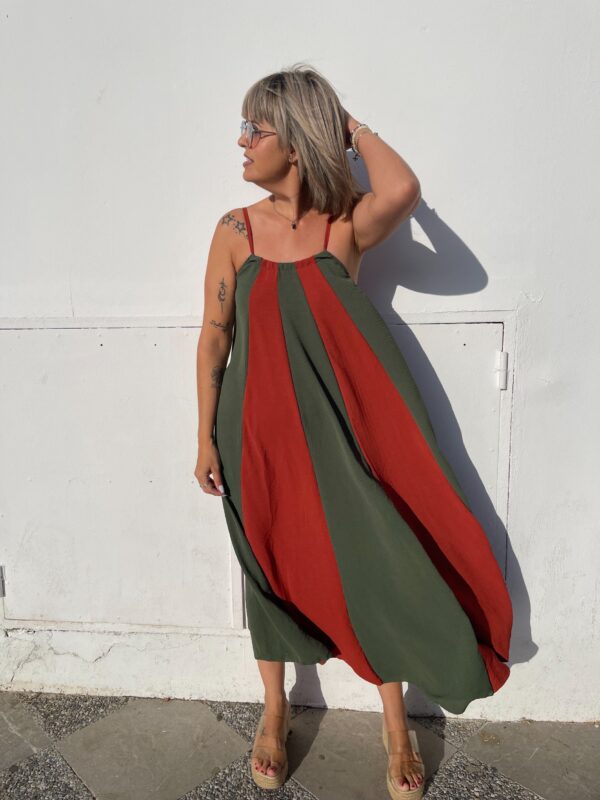 Vestido Savannah verde-teja.