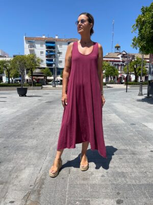 Vestido confort tirante ancho tinto