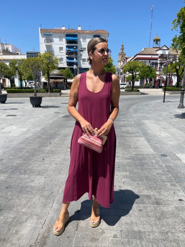 Vestido confort tirante ancho tinto - Imagen 4