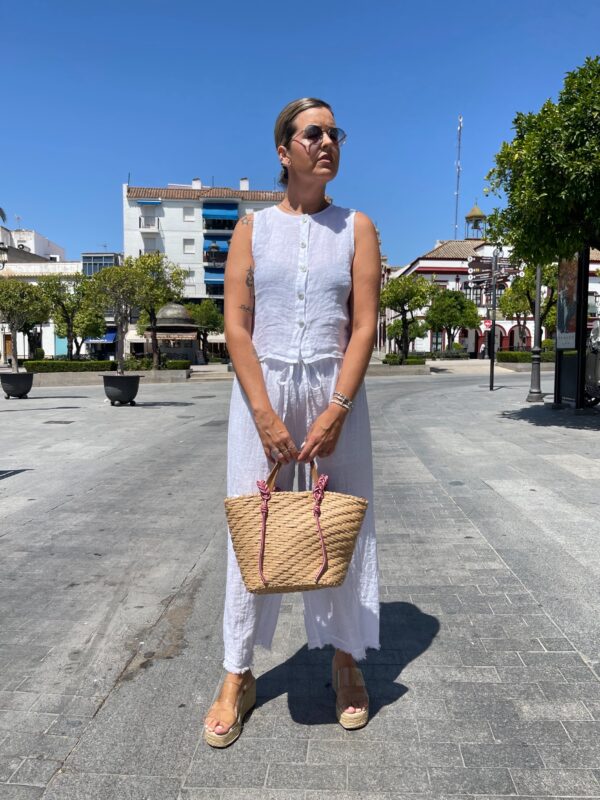 Conjunto 100 % lino blanco. - Imagen 4