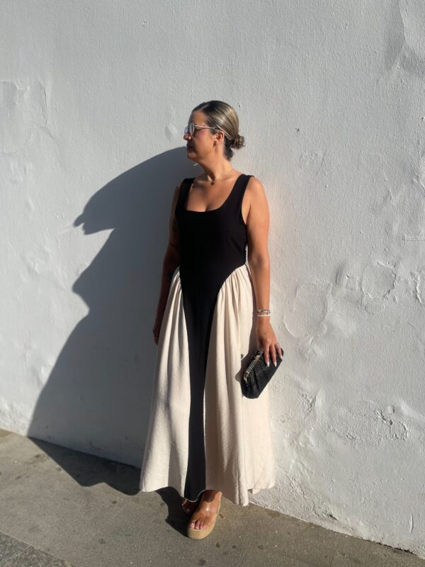 Vestido Iris beige-negro. - Imagen 5