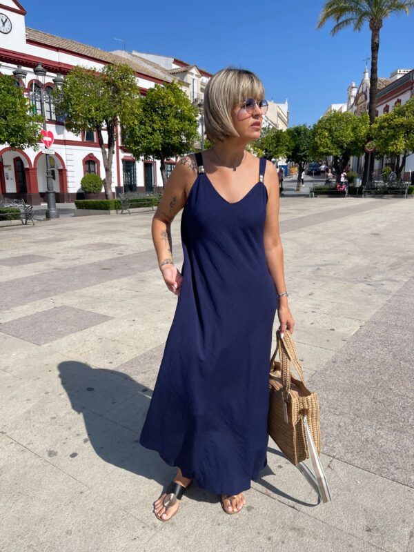 Vestido argollas Gold azul marino. - Imagen 2