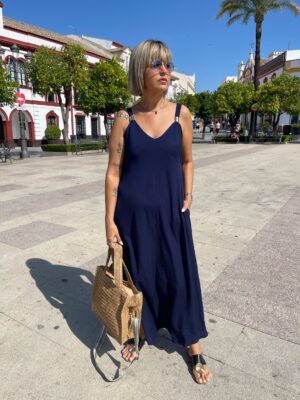 Vestido argollas Gold azul marino.