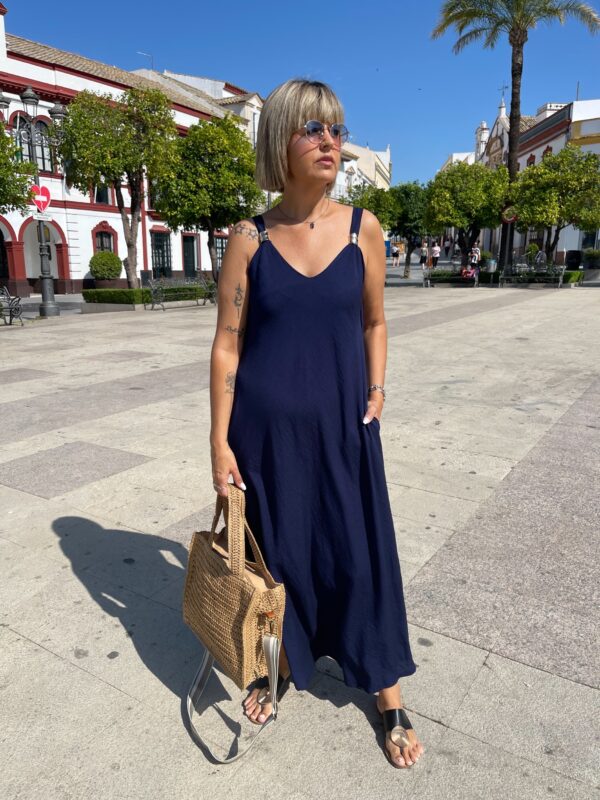 Vestido argollas Gold azul marino.