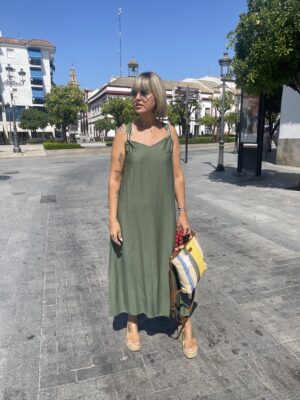 Vestido argollas verde.