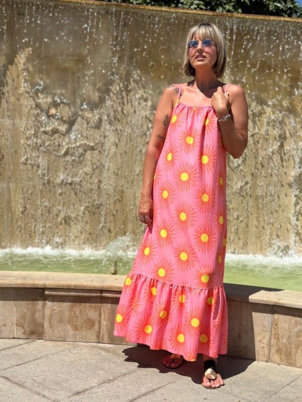 Vestido Soles rosa-naranja. - Imagen 2