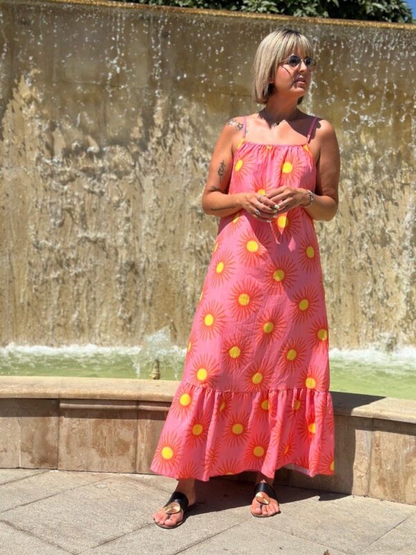 Vestido Soles rosa-naranja. - Imagen 4