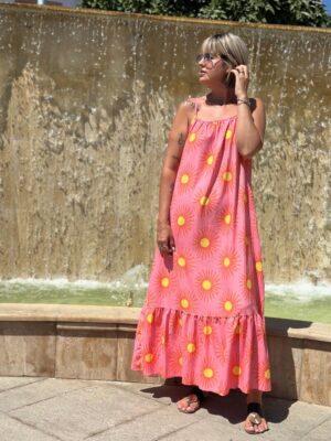 Vestido Soles rosa-naranja.