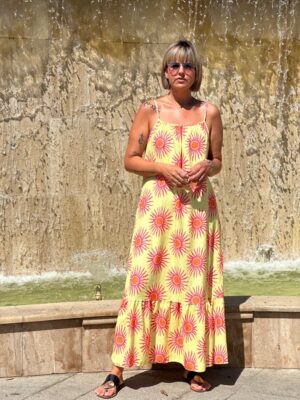 Vestido Soles amarillo-rosa.