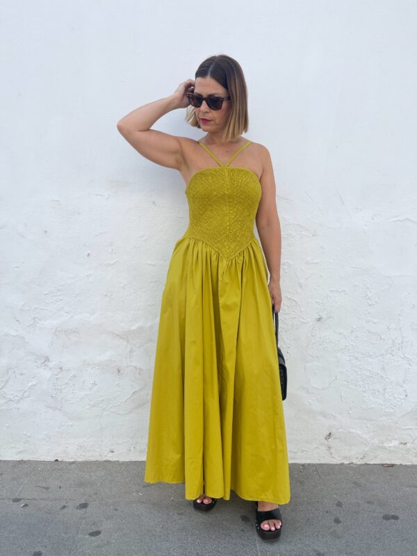 Vestido vida mostaza. - Imagen 4