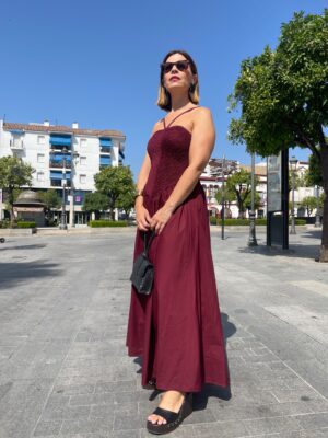 Vestido vida burdeos.