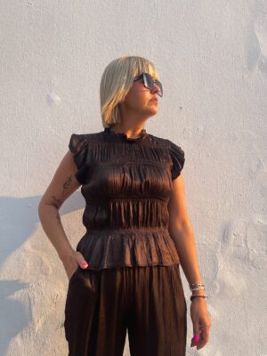 Conjunto Sunset Glow marrón chocolate.