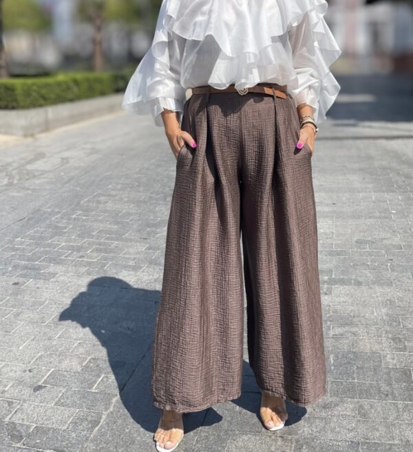 Pantalón palazo bambula marrón.