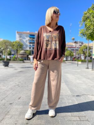 Pantalón balón camel.
