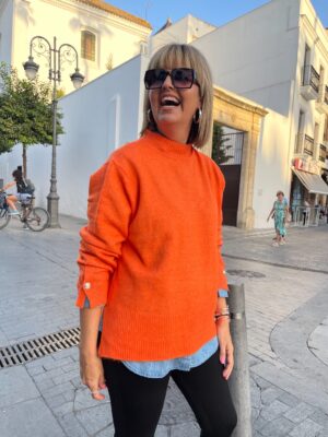 Maxi jersey flúor naranja.