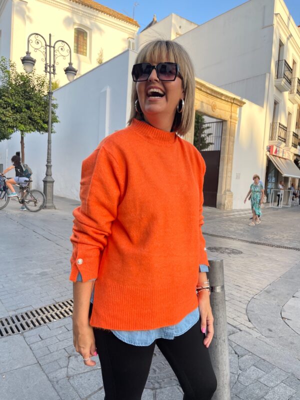 Maxi jersey flúor naranja.