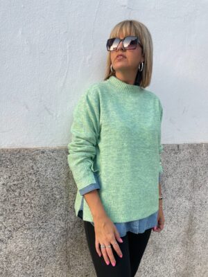 Maxi jersey flúor verde agua.