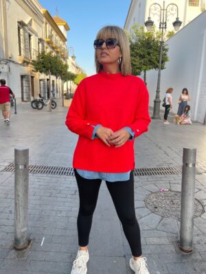 Maxi jersey flúor rojo.