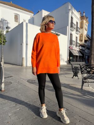 Maxi jersey fluor long naranja.