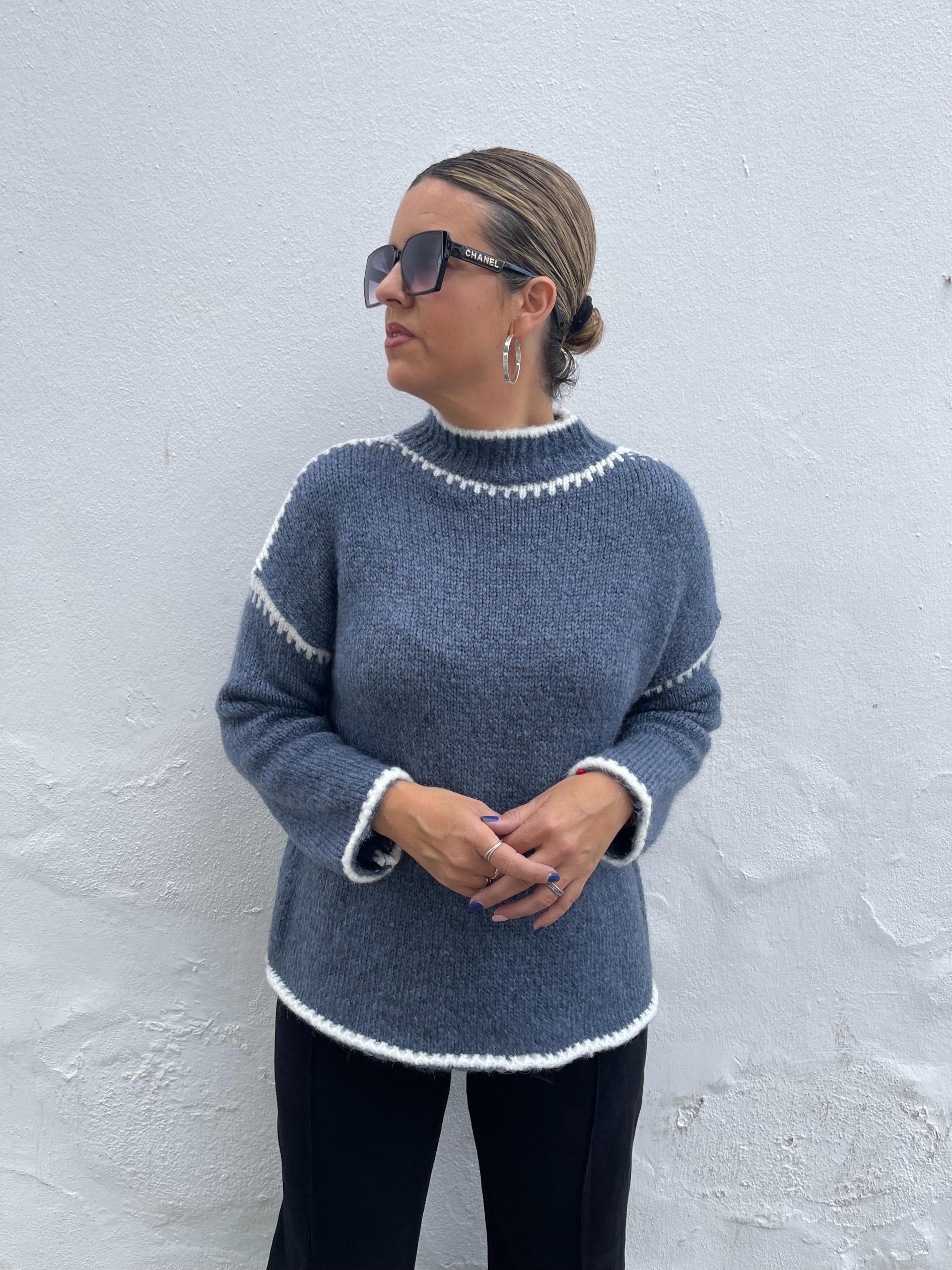 Jersey costuras celeste. - Imagen 2