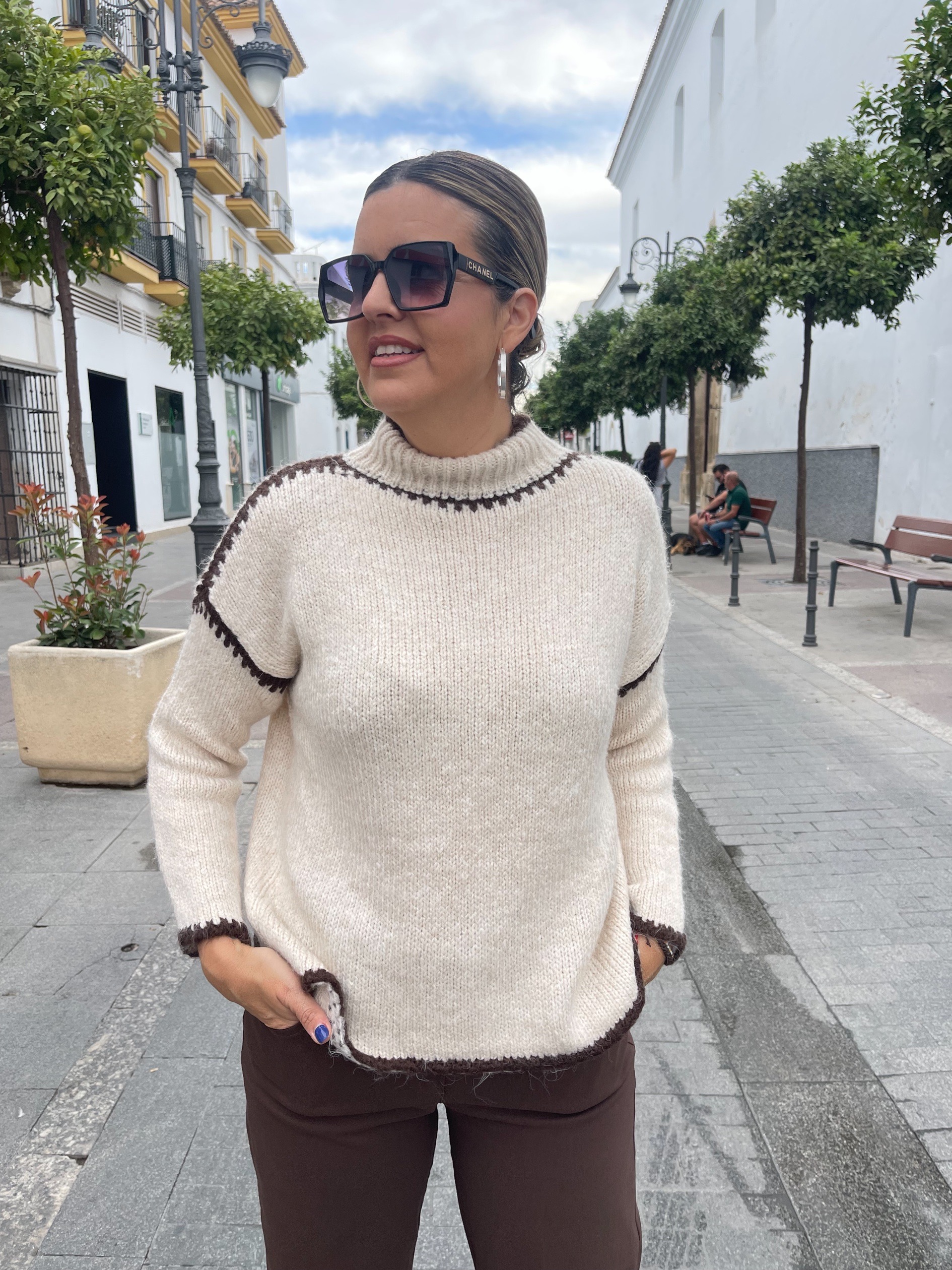 Jersey costuras beige. - Imagen 5