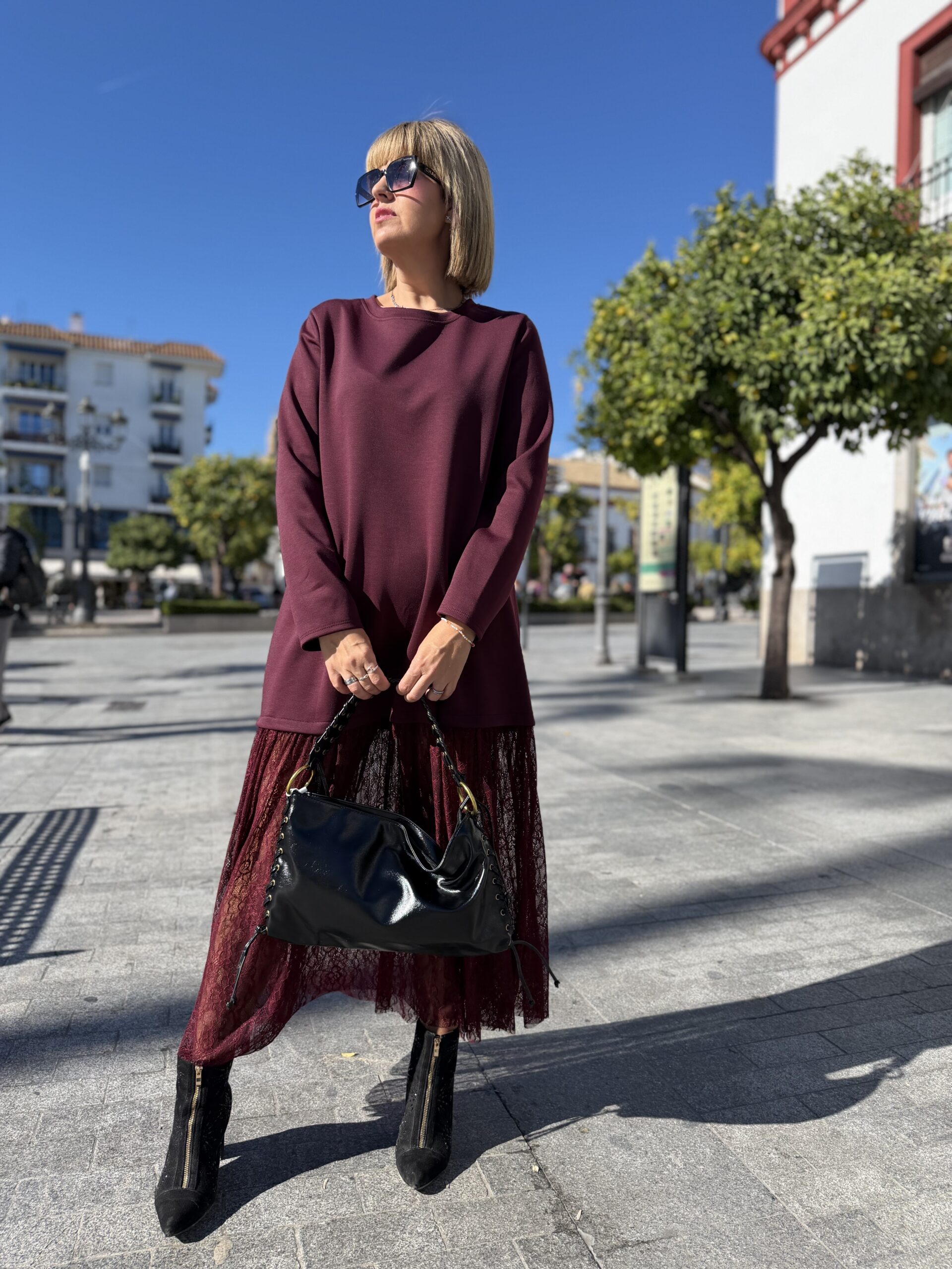 Vestido Lave flow burdeos. - Imagen 4